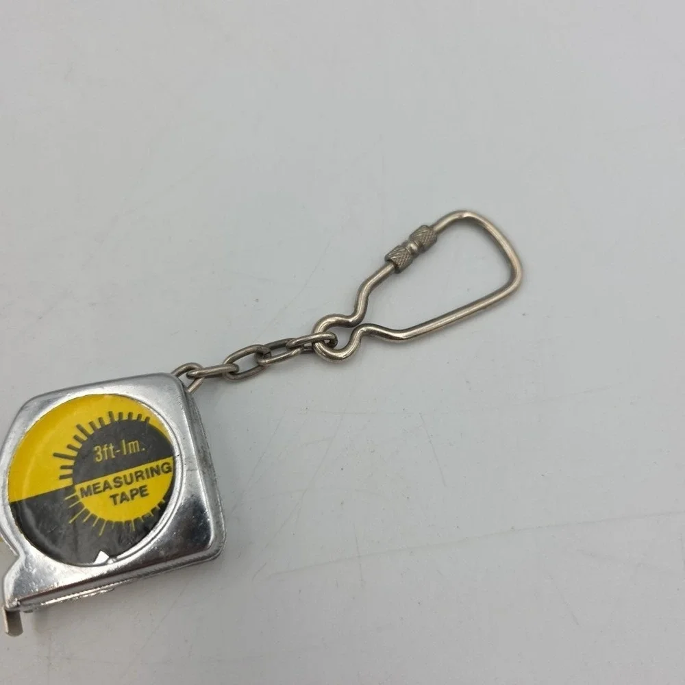Vintage Keychain Pocket Measuring Tape Key Ring Metal Fob Small 36